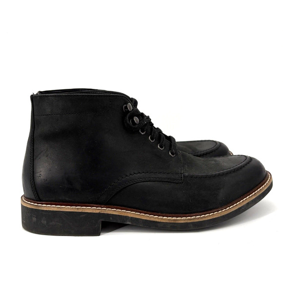 Clarks Ankle Boots Mens 11 BLACK Bostonian WALKER MID Leather Lace Up - Picture 1 of 8